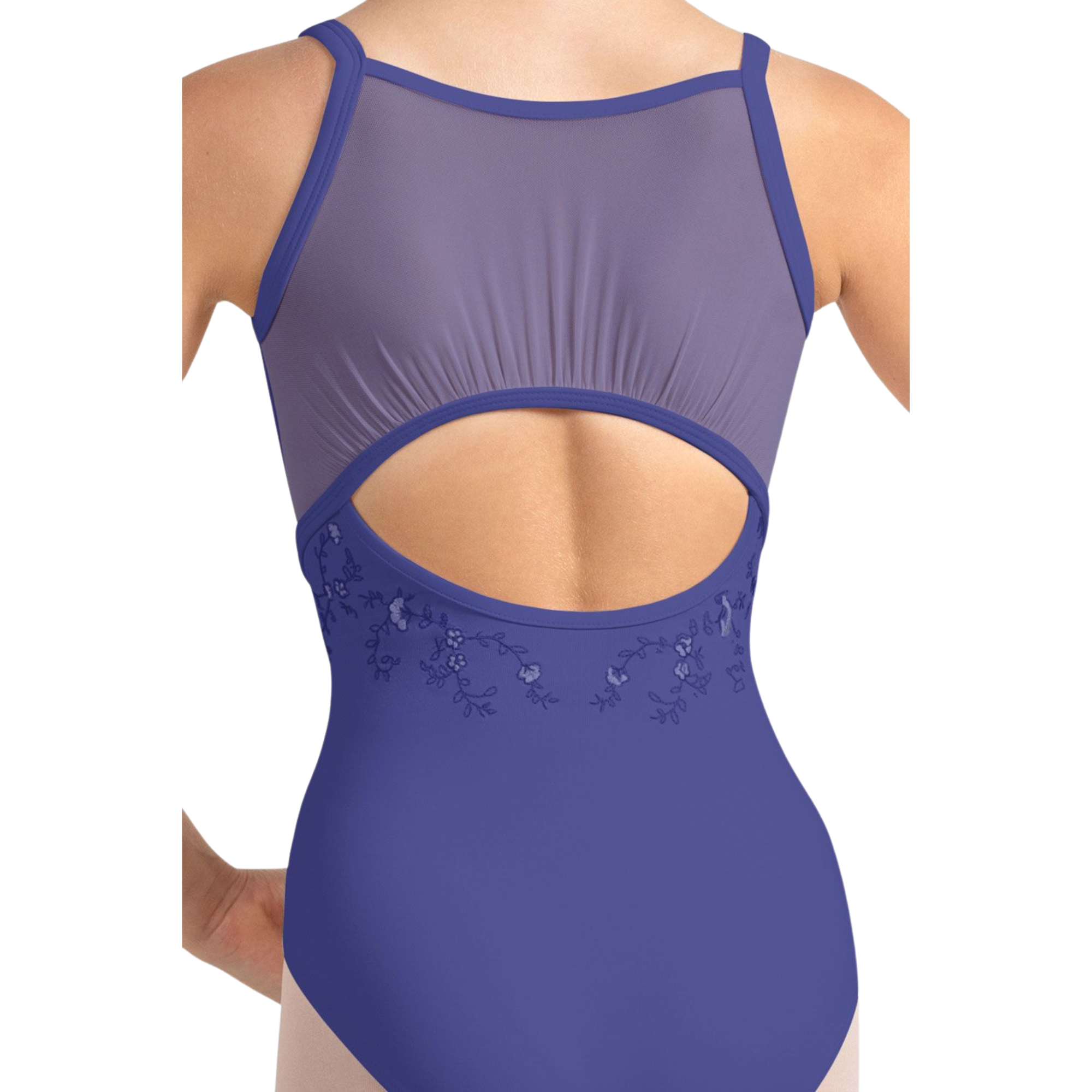 Bloch CL4227 Mesh Back Camisole Leotard Iris Back Close Up