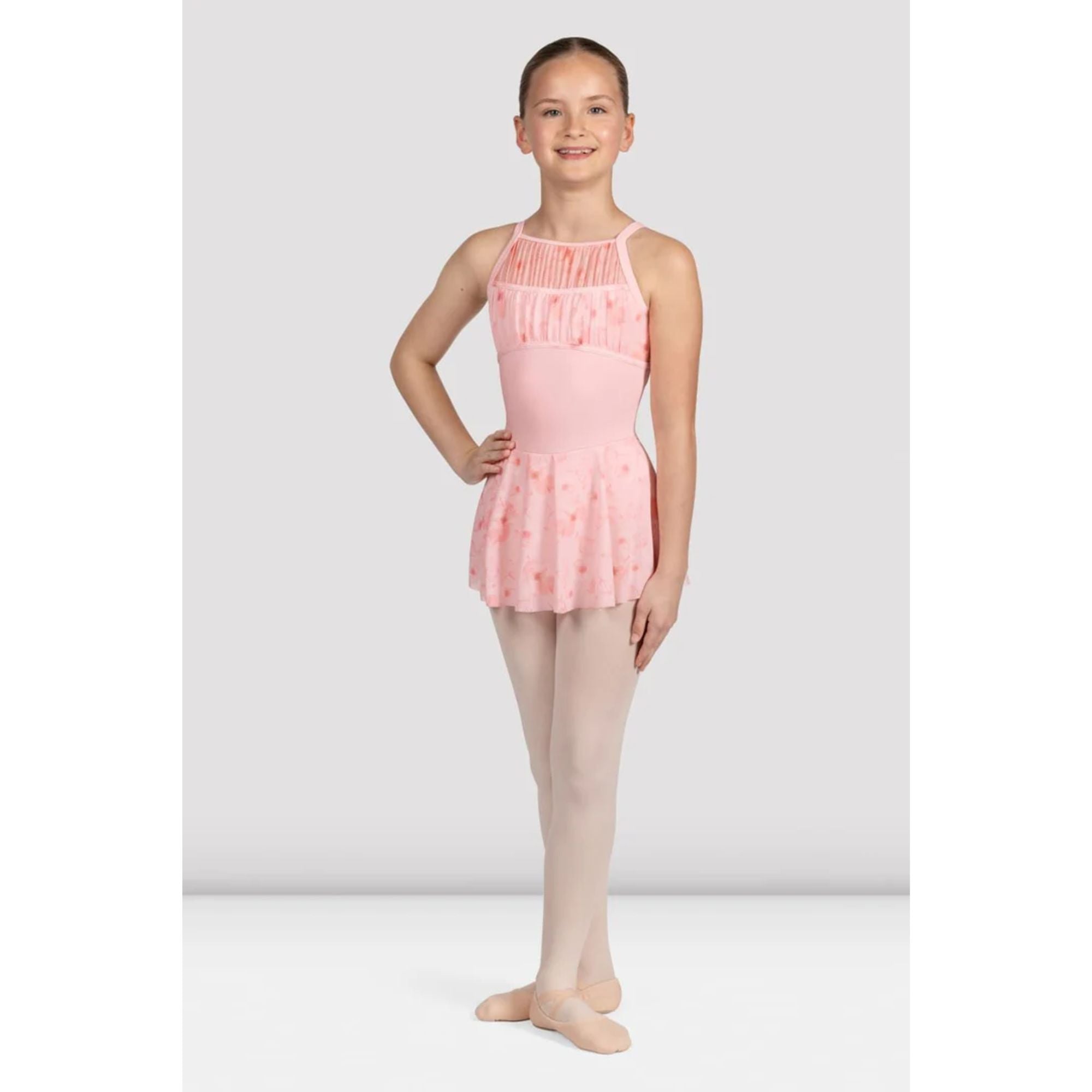 Bloch CL5257 Girls High Neck Skirted Leotard Candy Pink Front