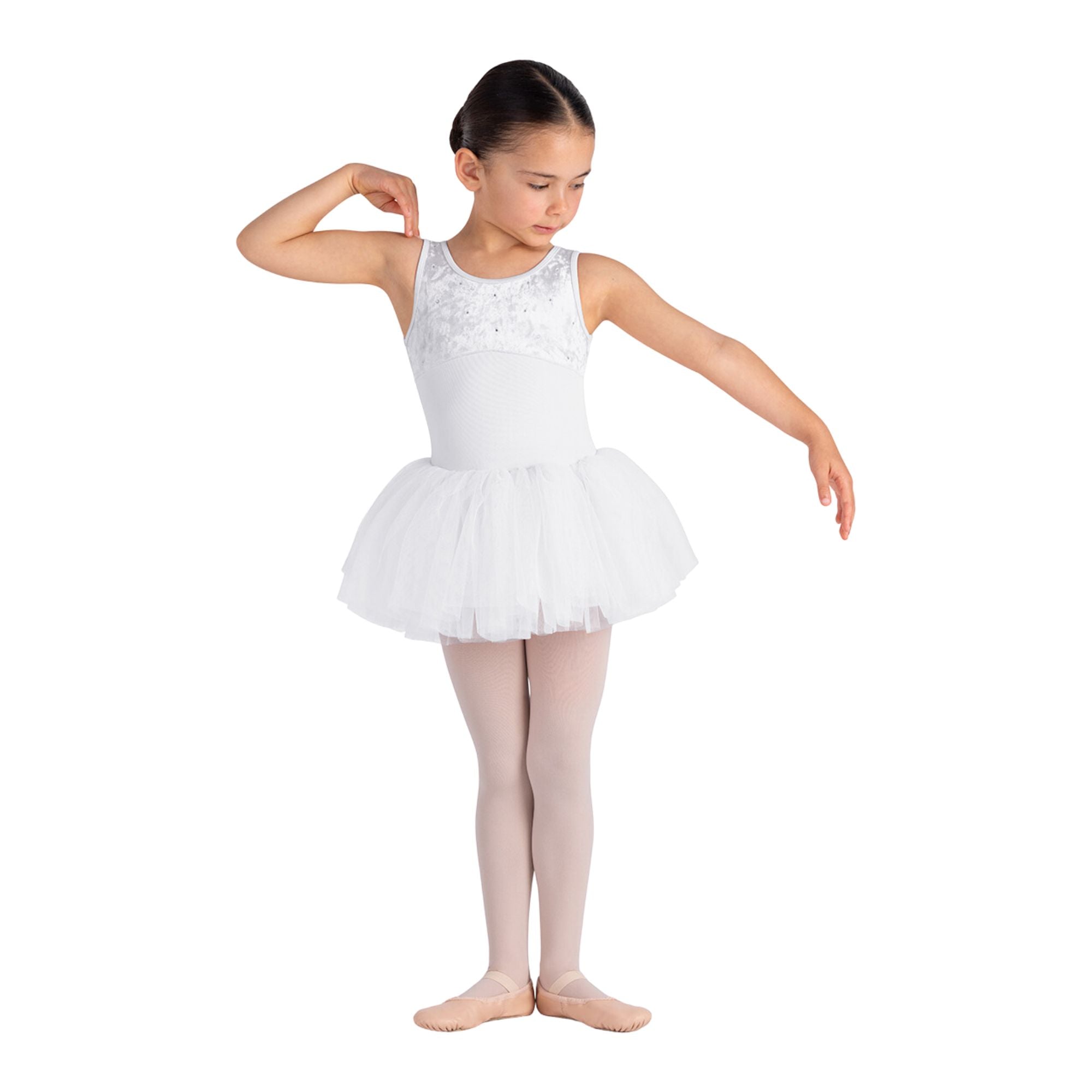 Bloch CL5635 Girls Callie Tutu Leotard Candy White Front