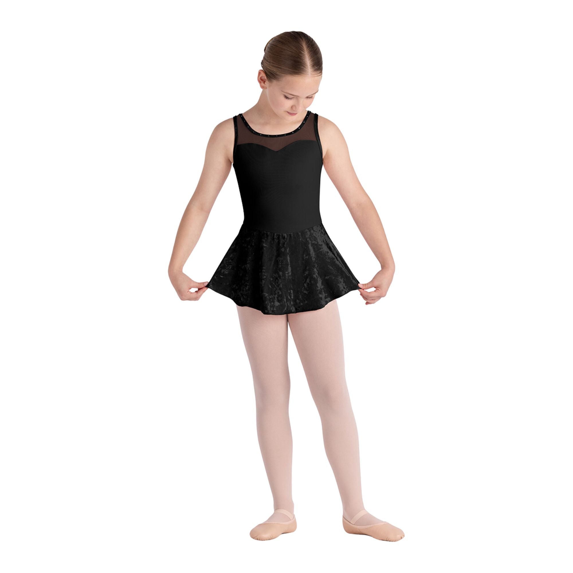 Bloch CL5675 Girls Lulu Skirted Leotard Candy Black Front