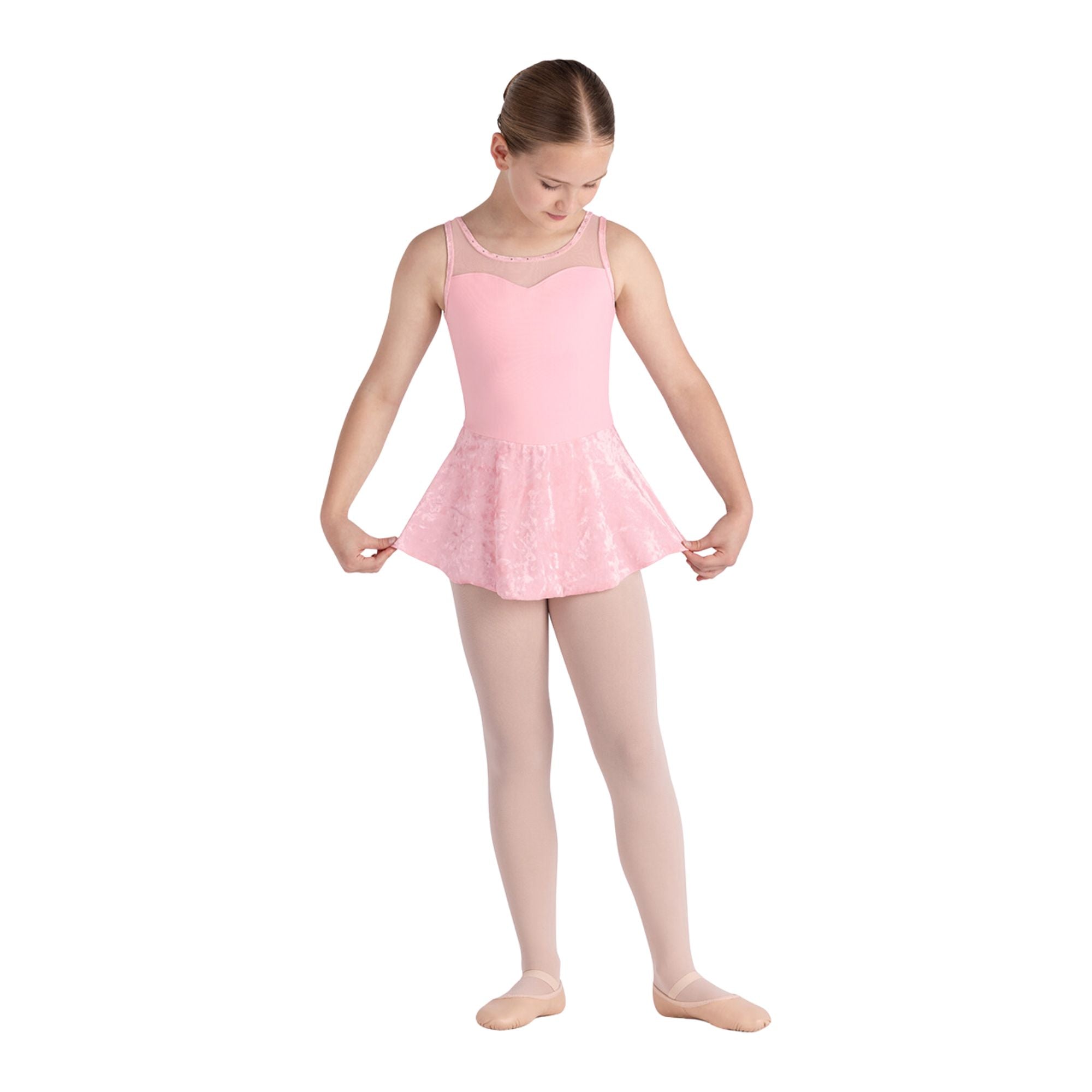 Bloch CL5675 Girls Lulu Skirted Leotard Candy Pink Front