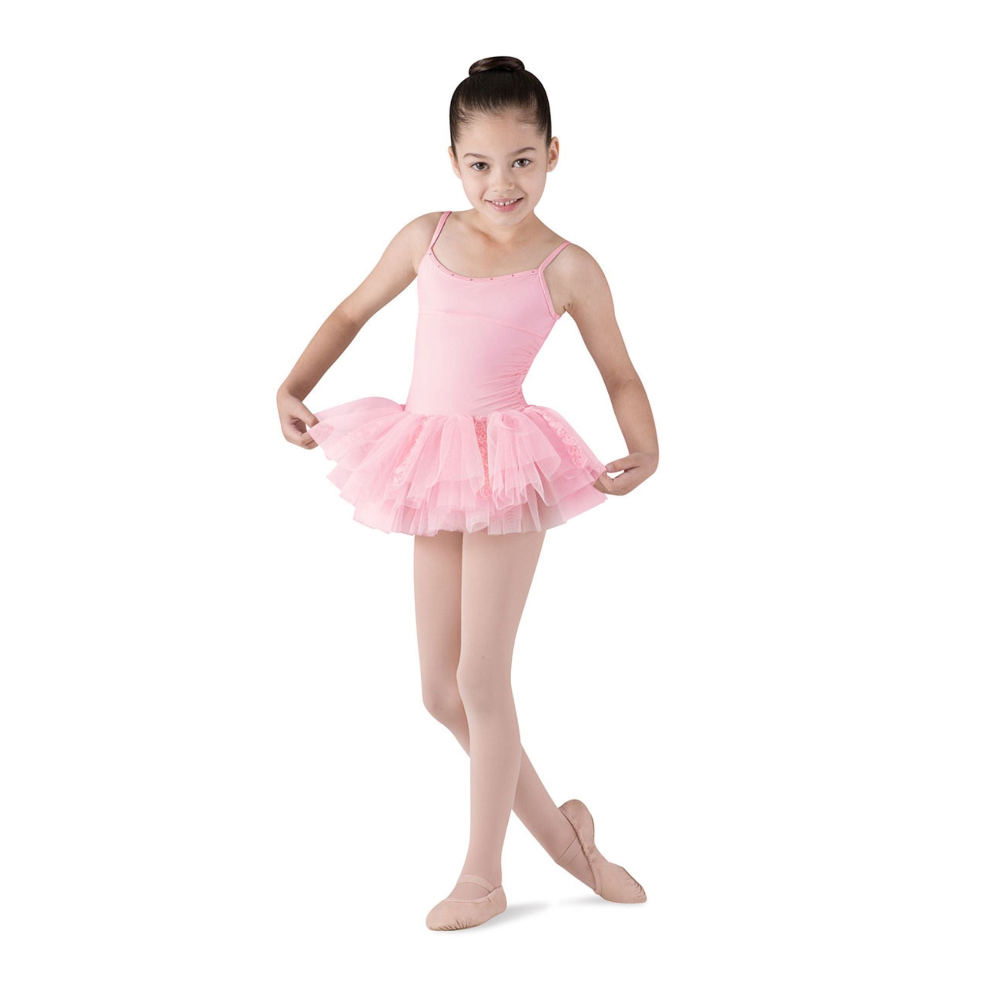 Bloch CL7207 Rosette Tutu Leotard Candy Pink Front