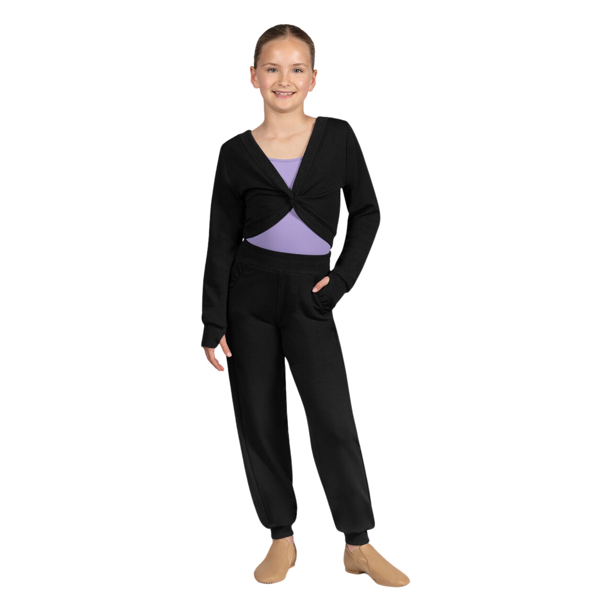 Bloch CZ5229 Girls Reversible Twist Top Black Front