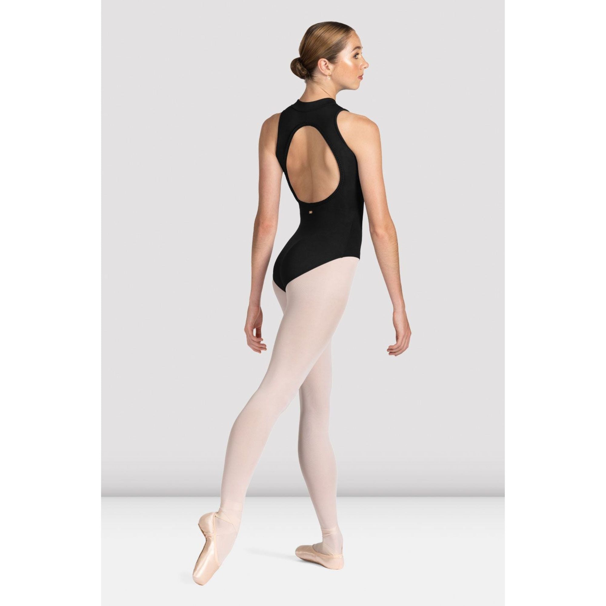 Bloch M3114LM Zip Front Open Back Leotard Black Front
