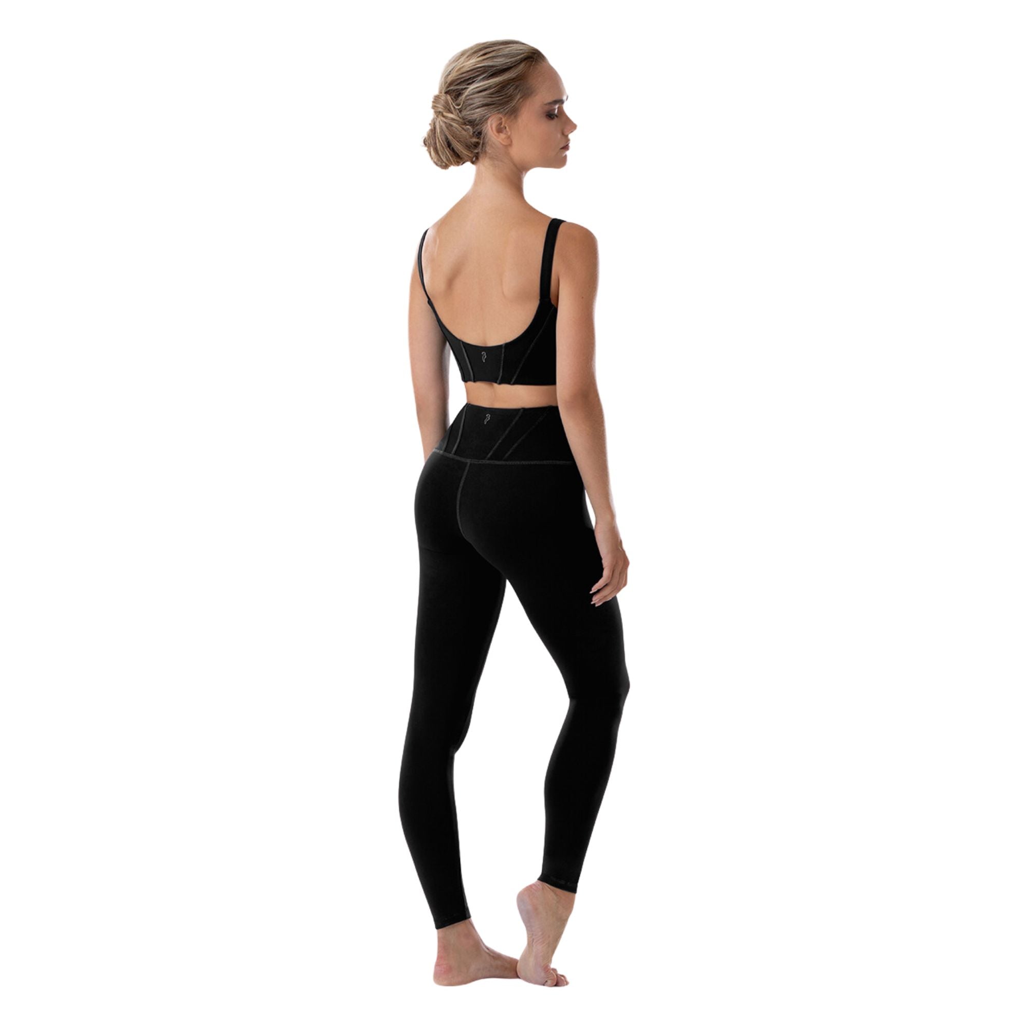 Bloch P4148 Ladies Paneled Waist Leggings Black Back