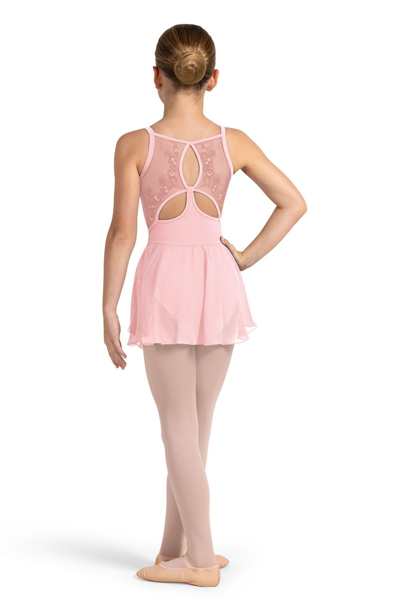CL4217 Embroidered Poppy Skirted Camisole Leotard Candy Pink Back