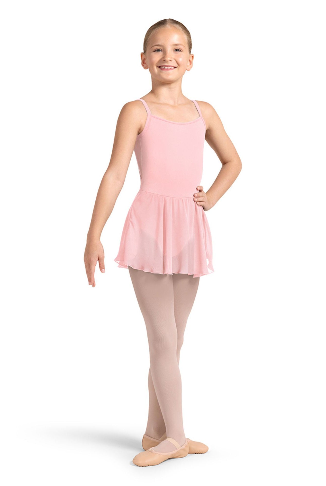 CL4217 Embroidered Poppy Skirted Camisole Leotard Candy Pink Front
