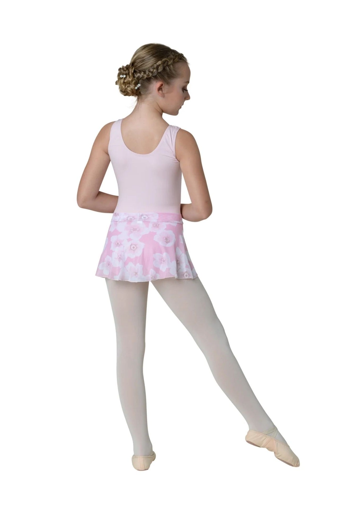 22405C Kids Flower Printed Skirt Pink Back