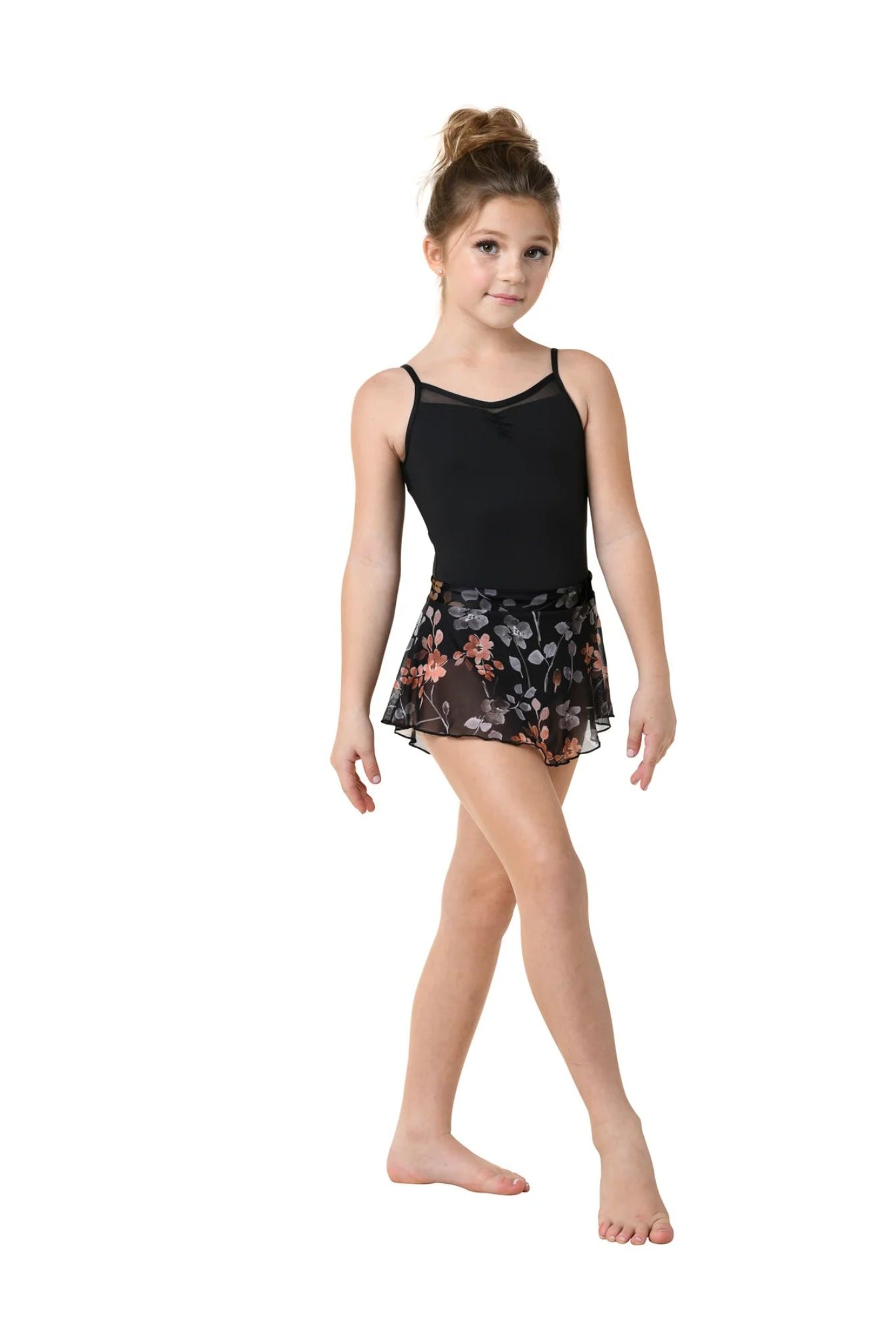 22404C Child Pull-On Floral Circle Skirt Gold Blossom Front
