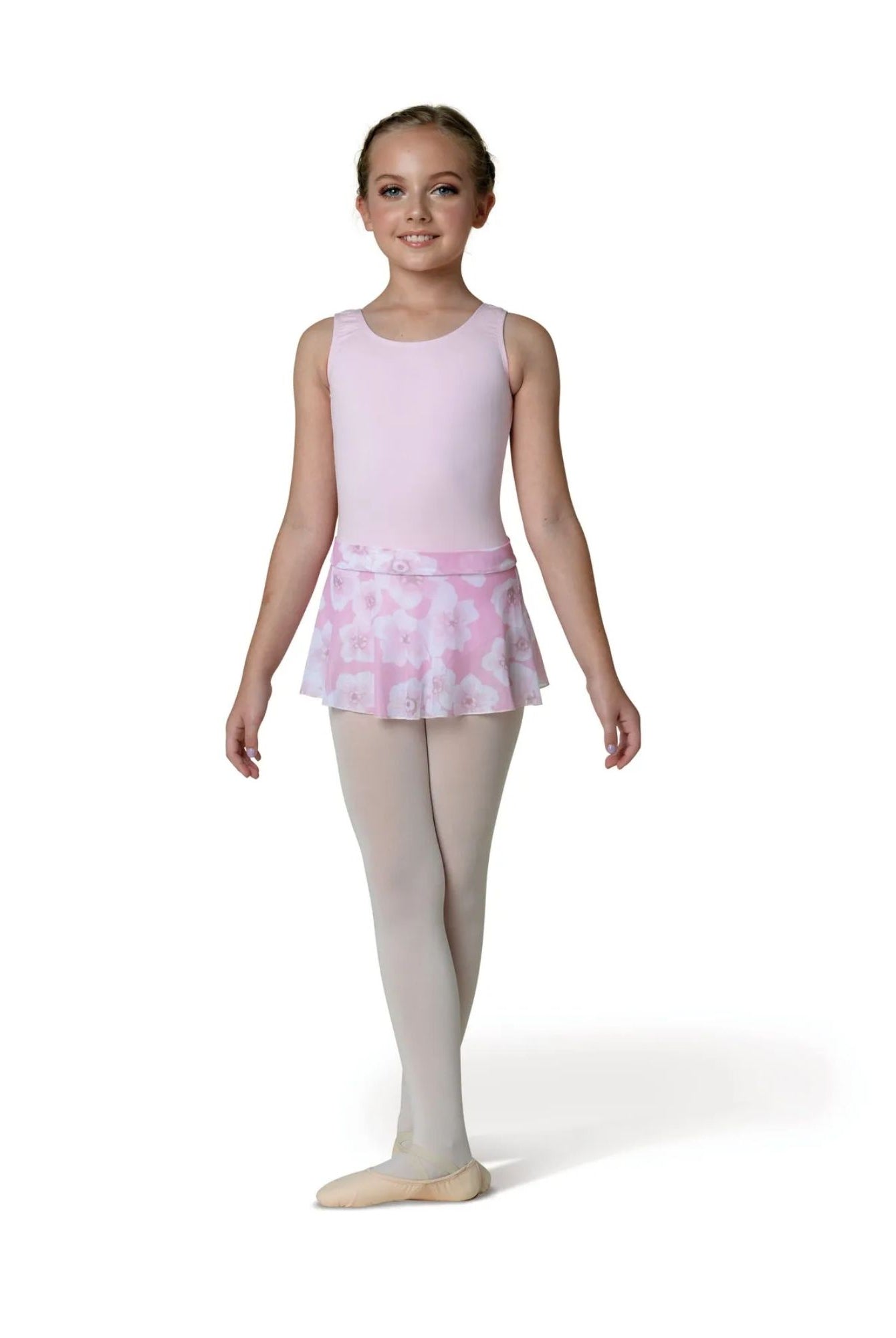22405C Kids Flower Printed Skirt Pink Front