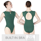 Eurotard 44494 Womens Microfiber Boatneck Leotard Hunter Front