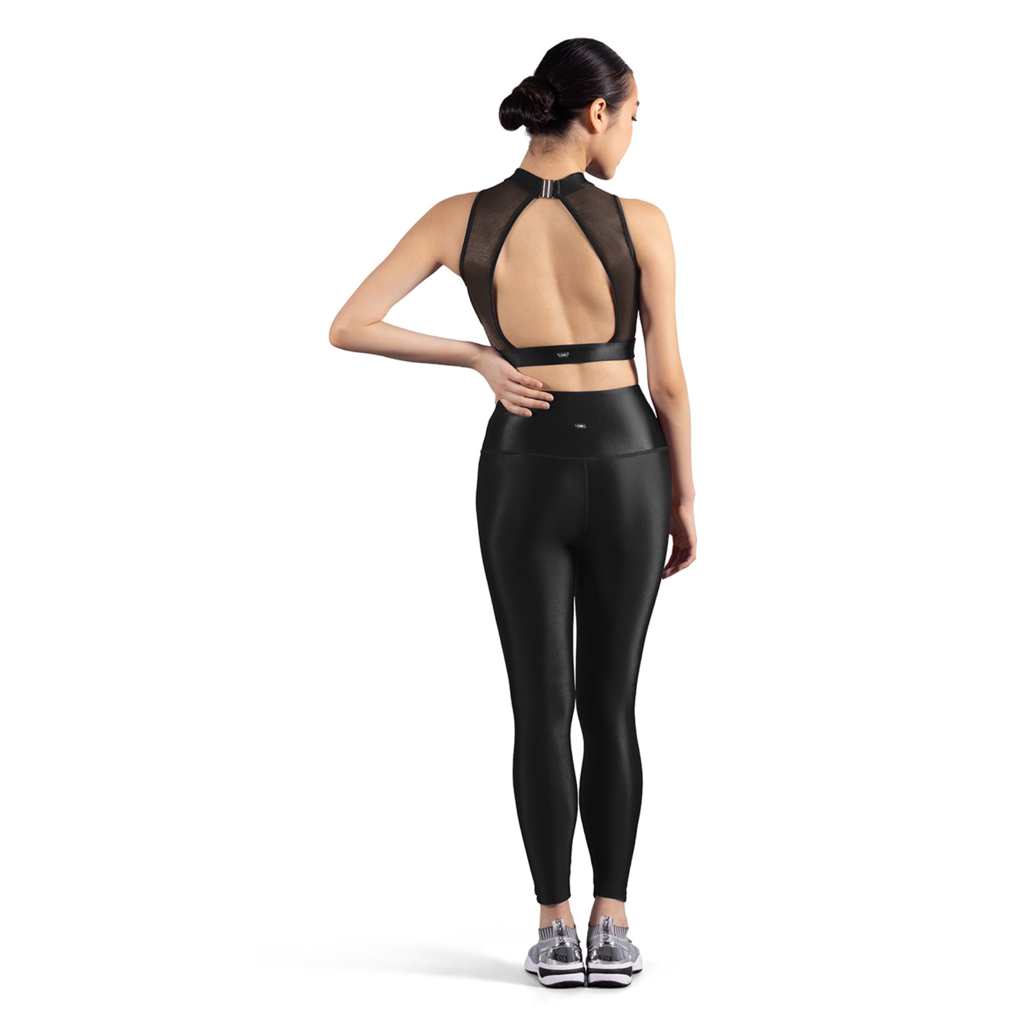 Mirella M2193L Ladies High Neck Crop Top Black Back