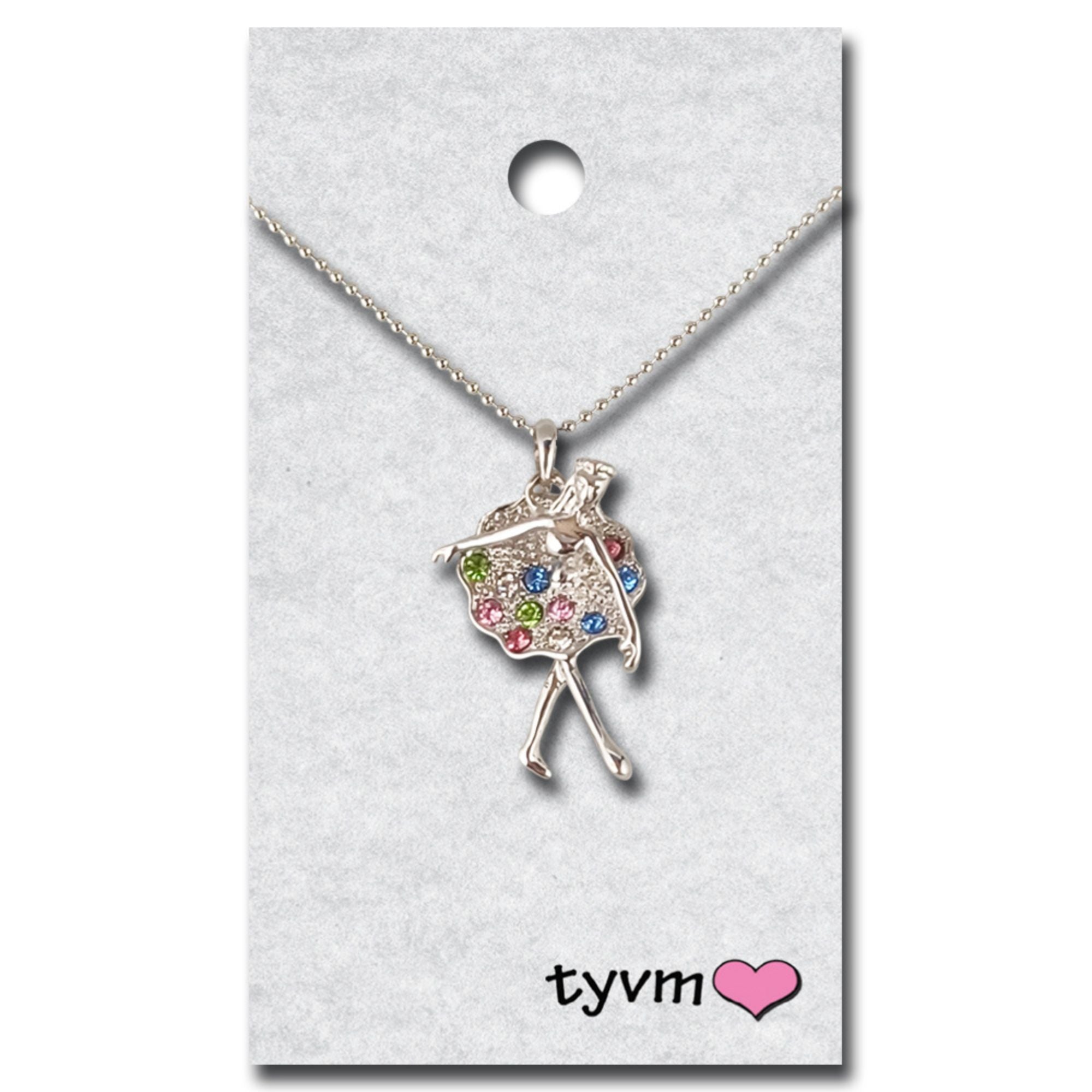 TYVM 79712 Rainbow Crystal Ballerina Necklace Style 2
