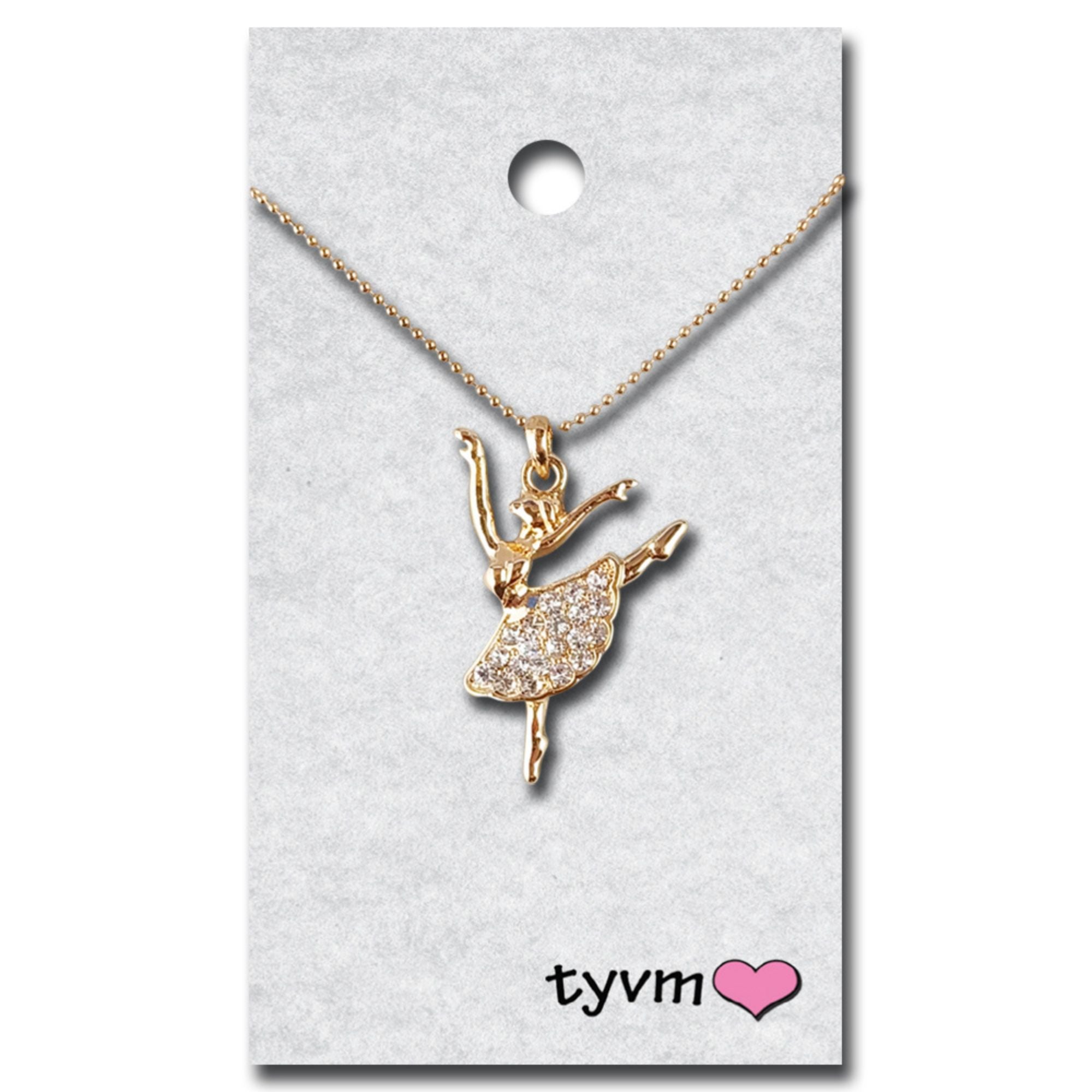 TYVM 79816 Crystal Ballerina Necklace Gold