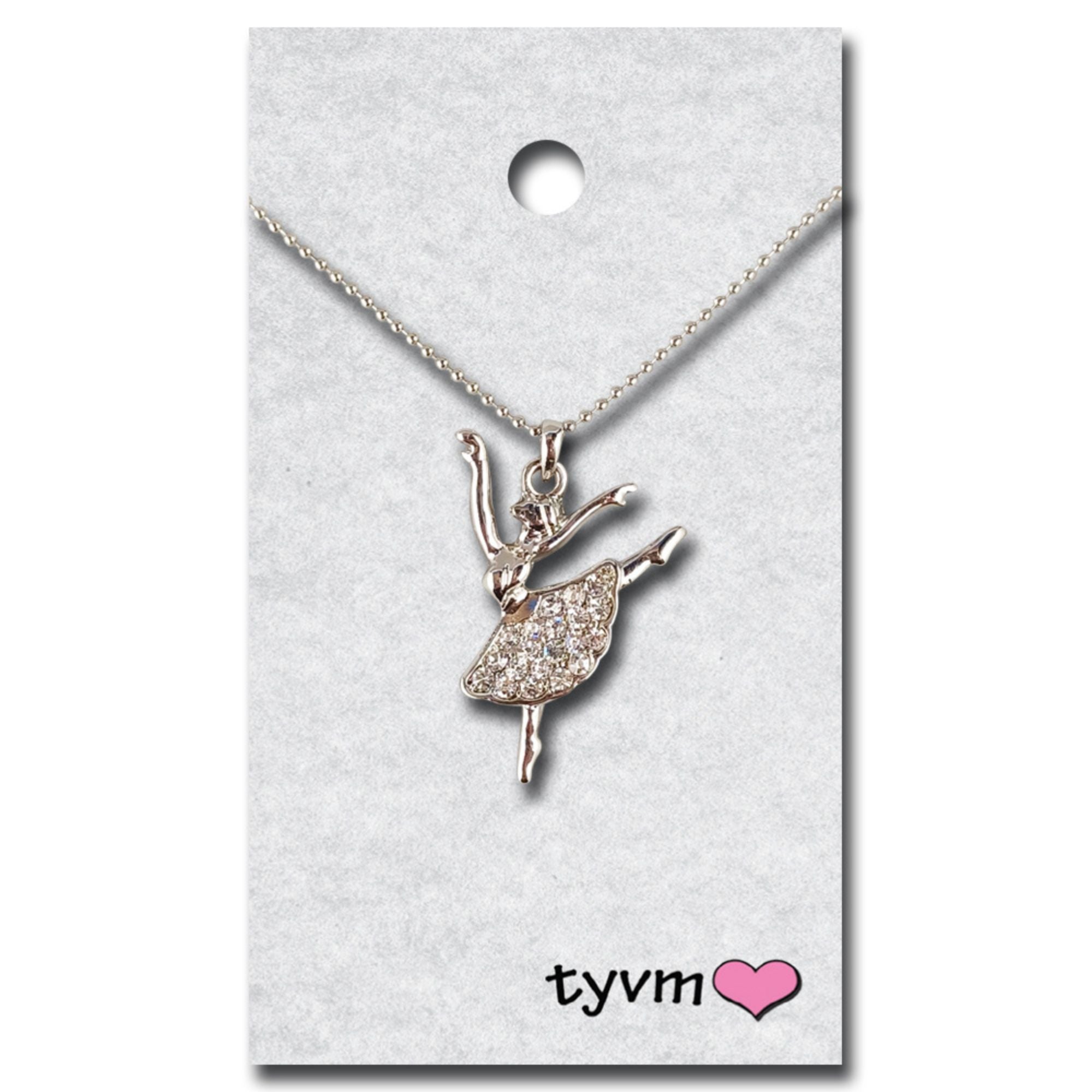TYVM 79816 Crystal Ballerina Necklace Silver