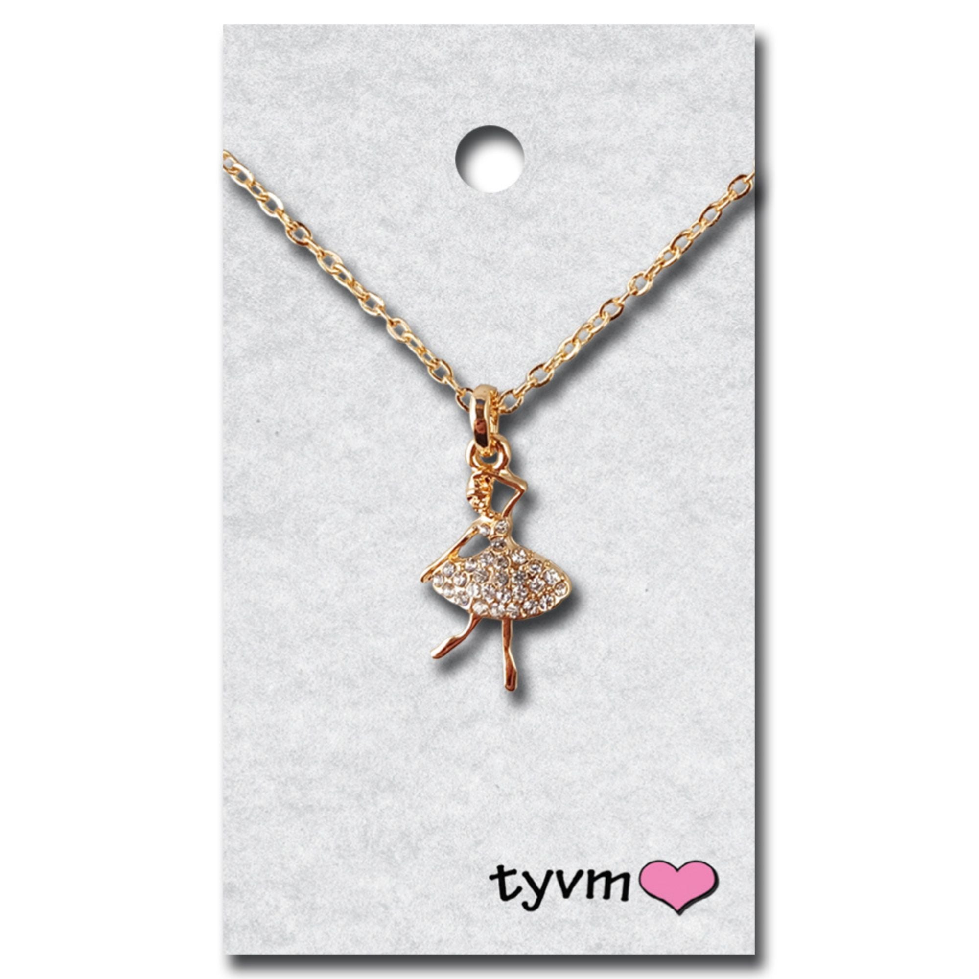 TYVM 79820 Crystal Silver Ballerina Necklace Gold