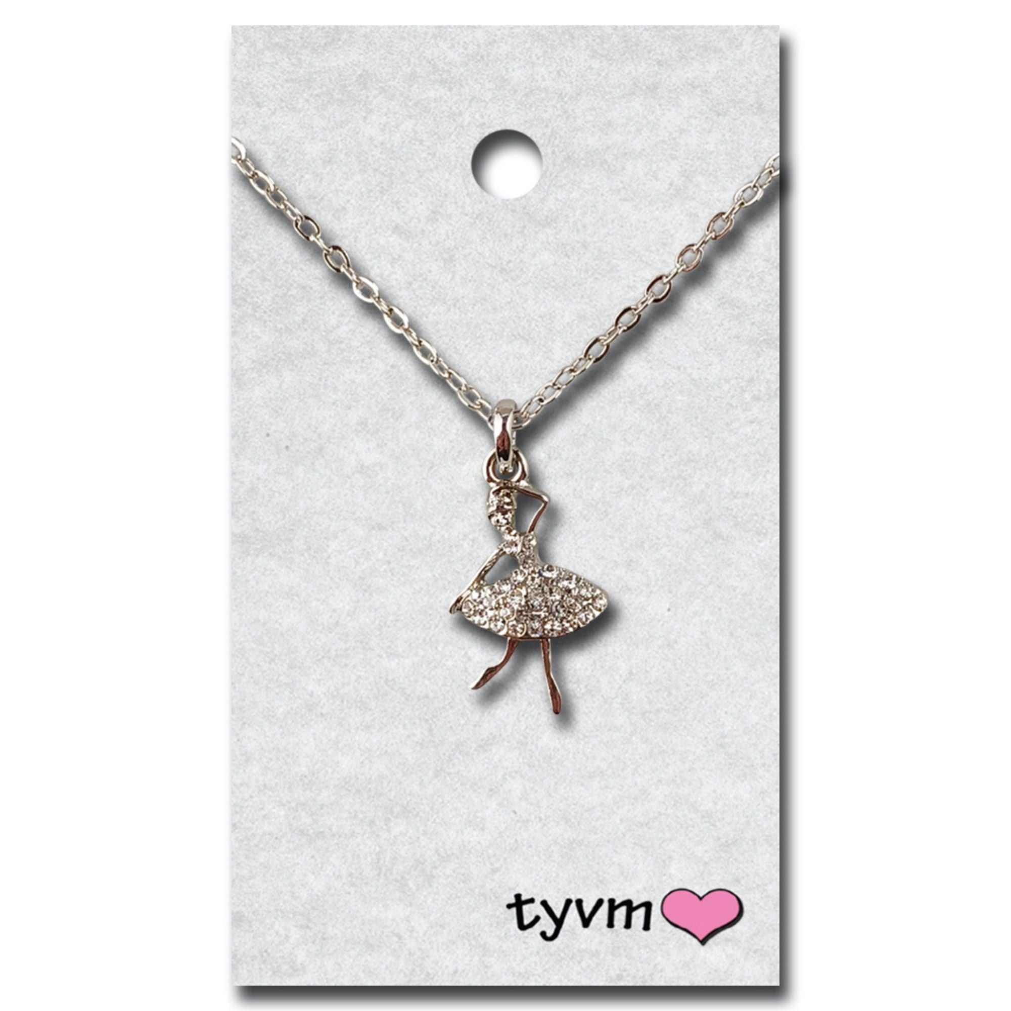 TYVM 79820 Crystal Silver Ballerina Necklace Silver