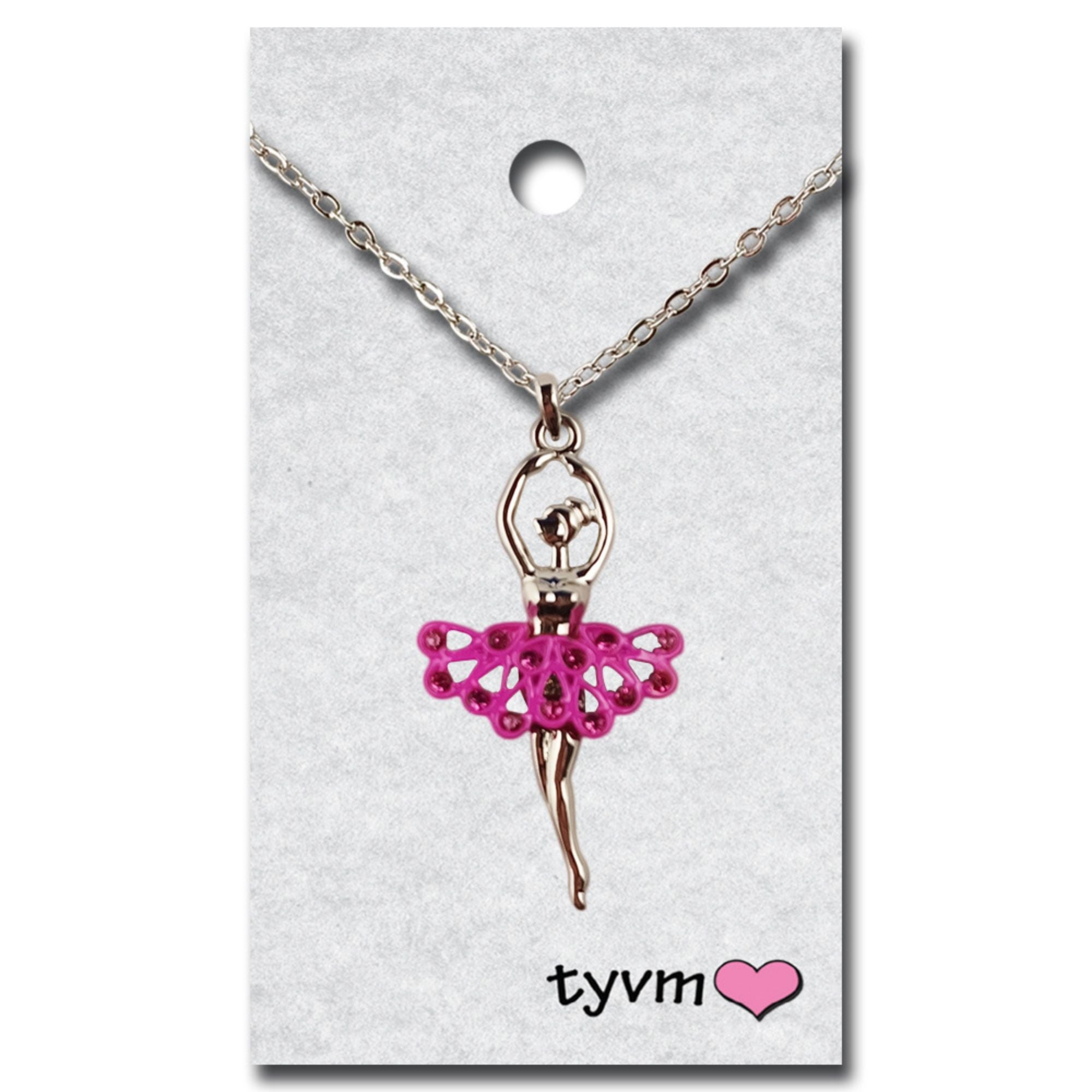 TYVM 79826 Crystal Ballerina Necklace Fuscia